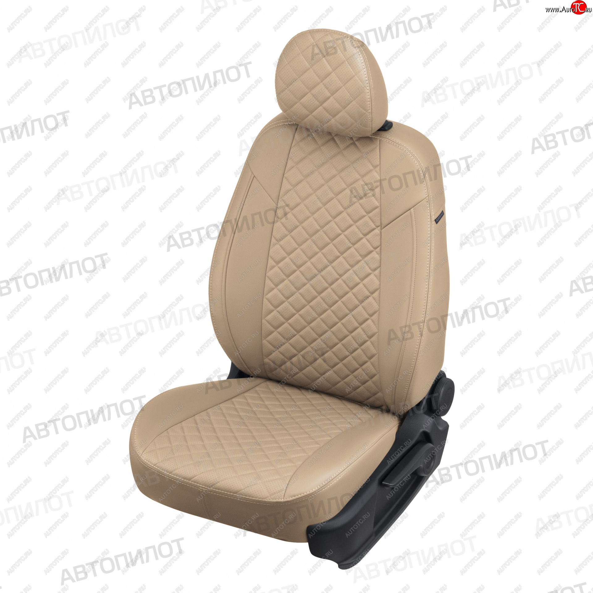 7 599 р. Чехлы сидений (экокожа) Автопилот Ромб  Chevrolet Aveo  T300 (2011-2015) (темно-бежевый)