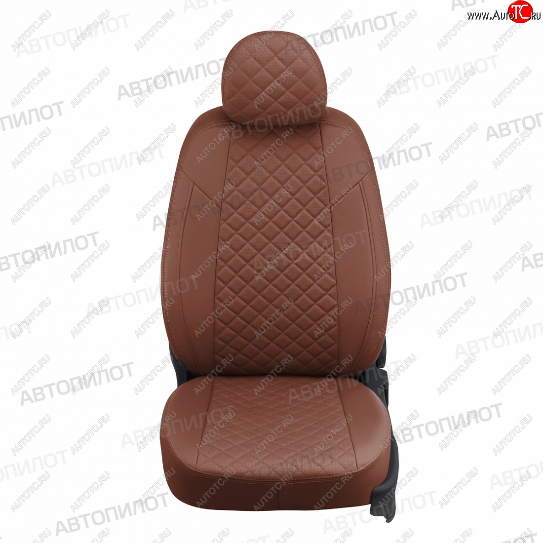 17 549 р. Чехлы сидений (экокожа, 7 мест) Автопилот Ромб  Dodge Grand Caravan (2007-2020) (коричневый)