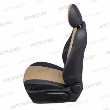 13 449 р. Чехлы сидений (экокожа) Автопилот  FAW Besturn X80 (2014-2019) (черный/темно-бежевый). Увеличить фотографию 4