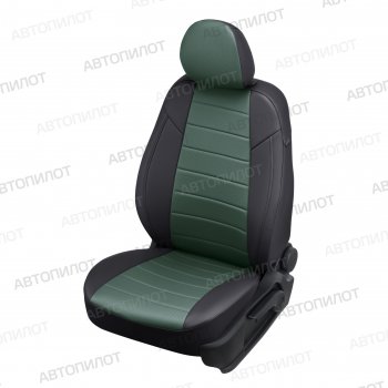 13 449 р. Чехлы сидений (экокожа) Автопилот  FAW Besturn X80 (2014-2019) (черный/зеленый). Увеличить фотографию 1