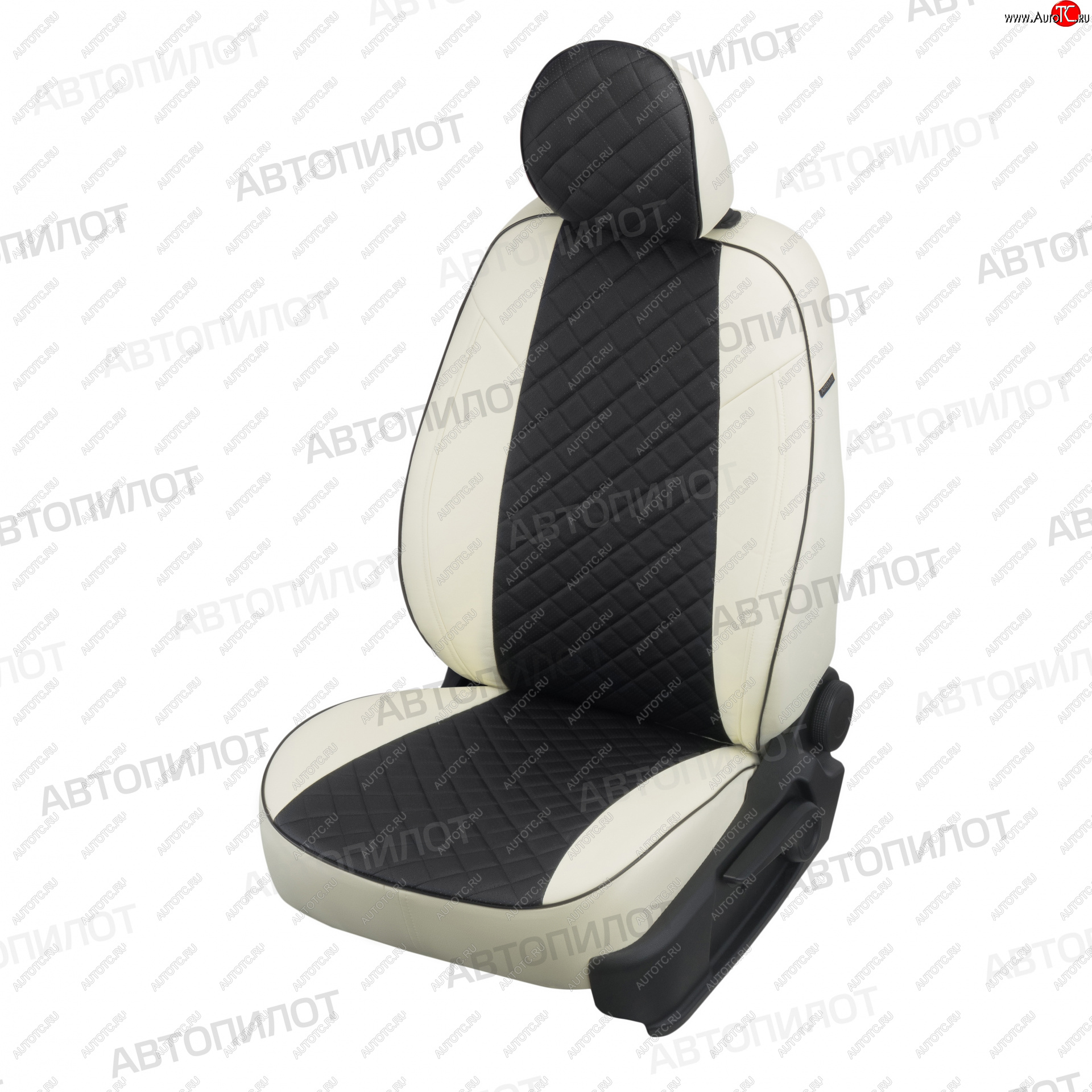 13 999 р. Чехлы сидений (экокожа) Автопилот Ромб  FAW Besturn X80 (2017-2024) (белый/черный)