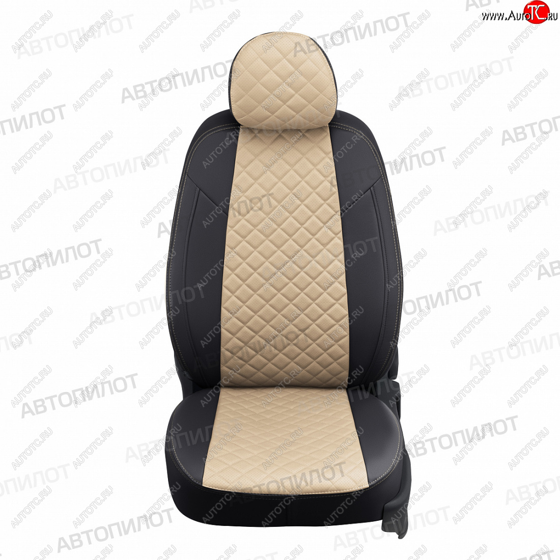 14 499 р. Чехлы сидений (GhiaTitanium, экокожа) Автопилот Ромб  Ford Focus  2 (2004-2011) (черный/бежевый)