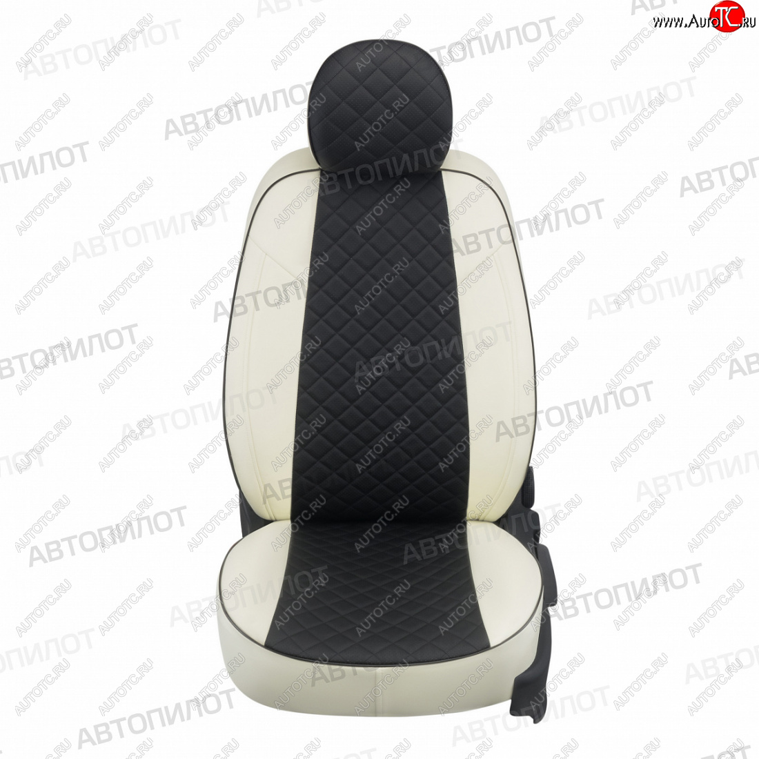 13 999 р. Чехлы сидений (экокожа) Автопилот Ромб  Ford S-Max  1 (2006-2015) (белый/черный)