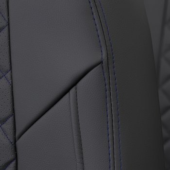 13 999 р. Чехлы сидений (экокожа) Автопилот Ромб  Ford S-Max  2 (2015-2024) (черный/синяя строчка). Увеличить фотографию 5