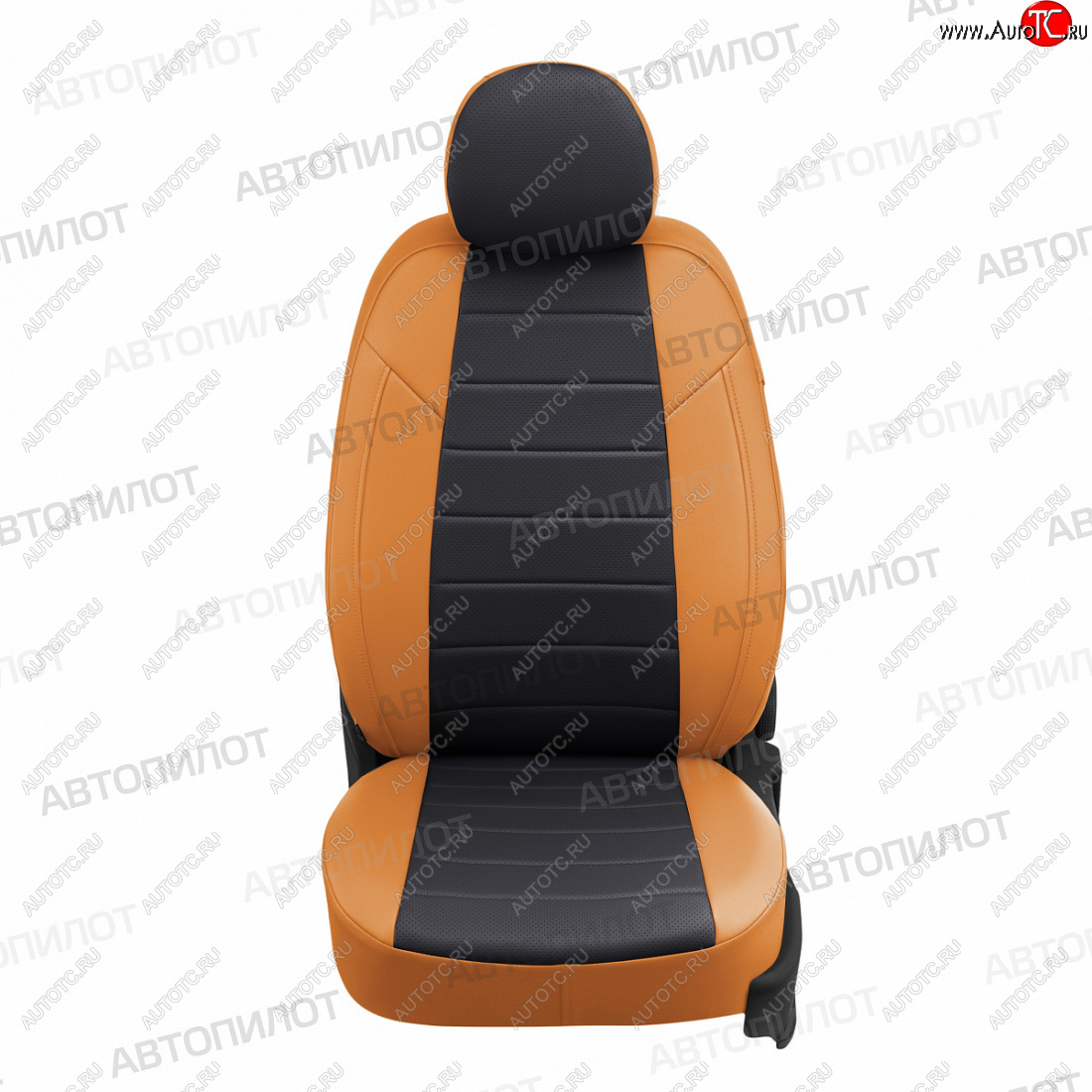 8 499 р. Чехлы сидений (3 места, экокожа) Автопилот  Ford Transit  3 (2006-2014) (оранж/черный)