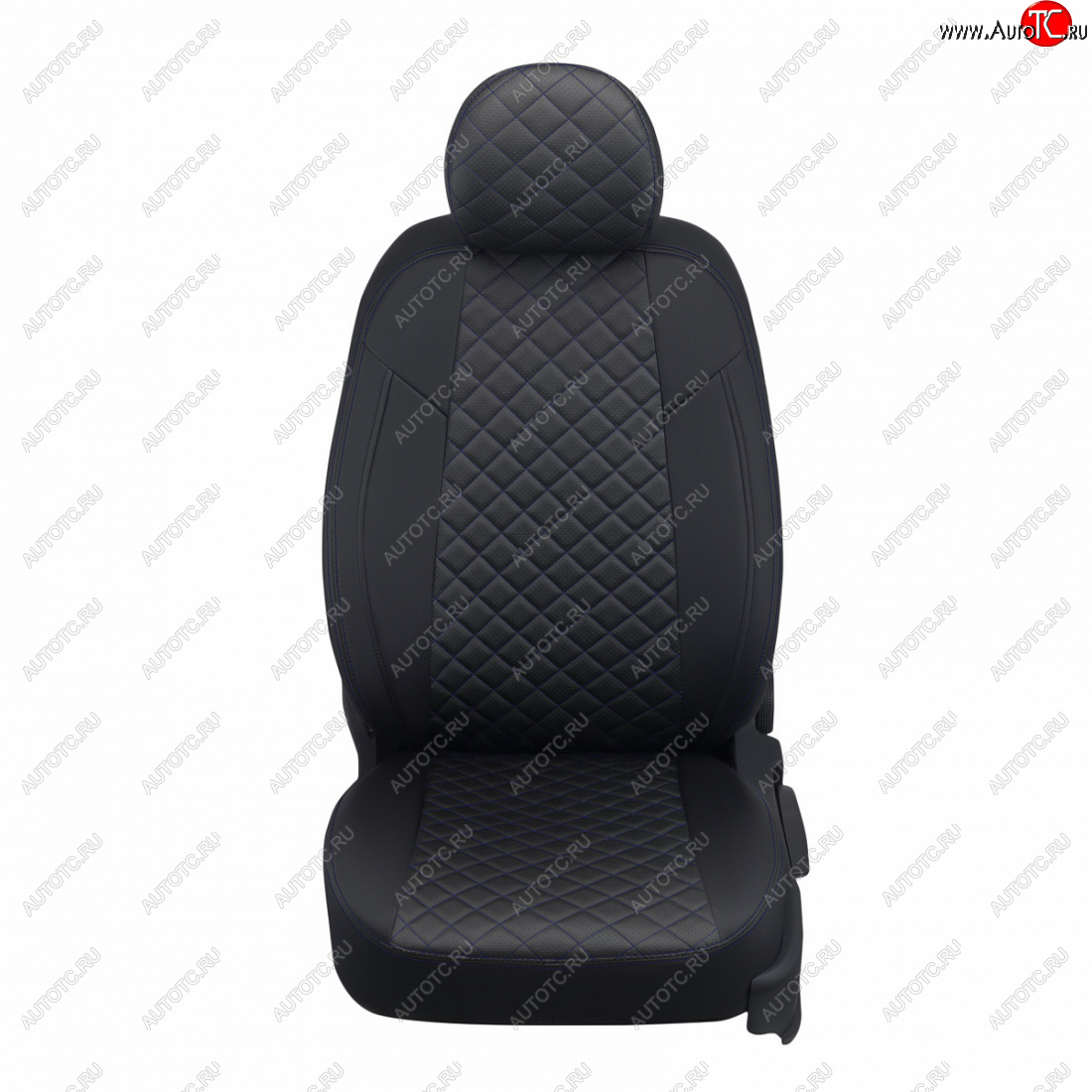 13 999 р. Чехлы сидений (экокожа) Автопилот Ромб  Honda Accord  10 седан CV (2019-2024) (черный/синяя строчка)