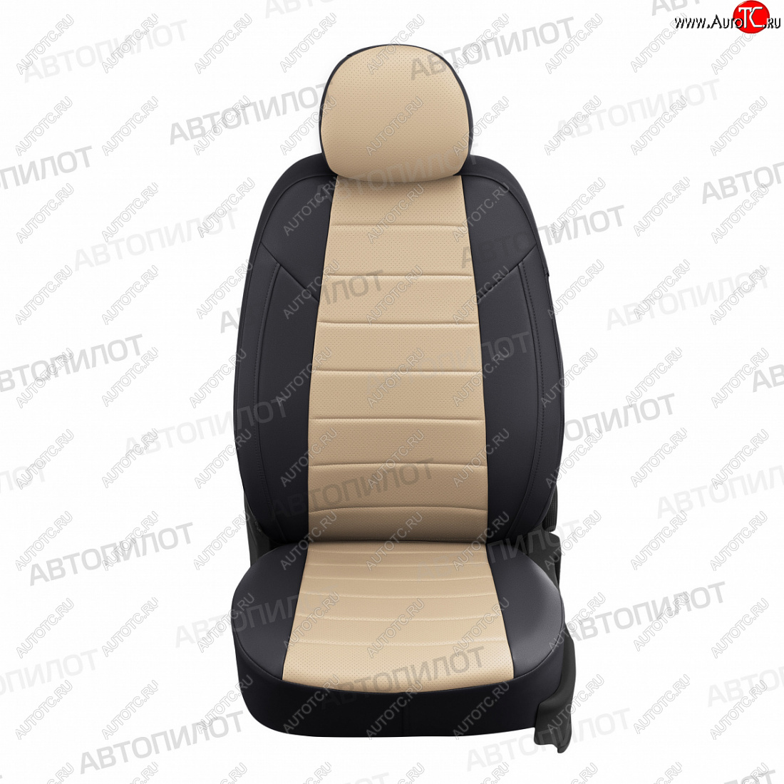 13 849 р. Чехлы сидений (экокожа) Автопилот  Honda Civic  8 (2005-2011) (черный/бежевый)