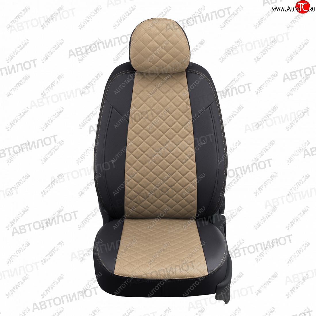 13 999 р. Чехлы сидений (экокожа) Автопилот Ромб  Honda Civic  8 (2005-2011) (черный/темно-бежевый)