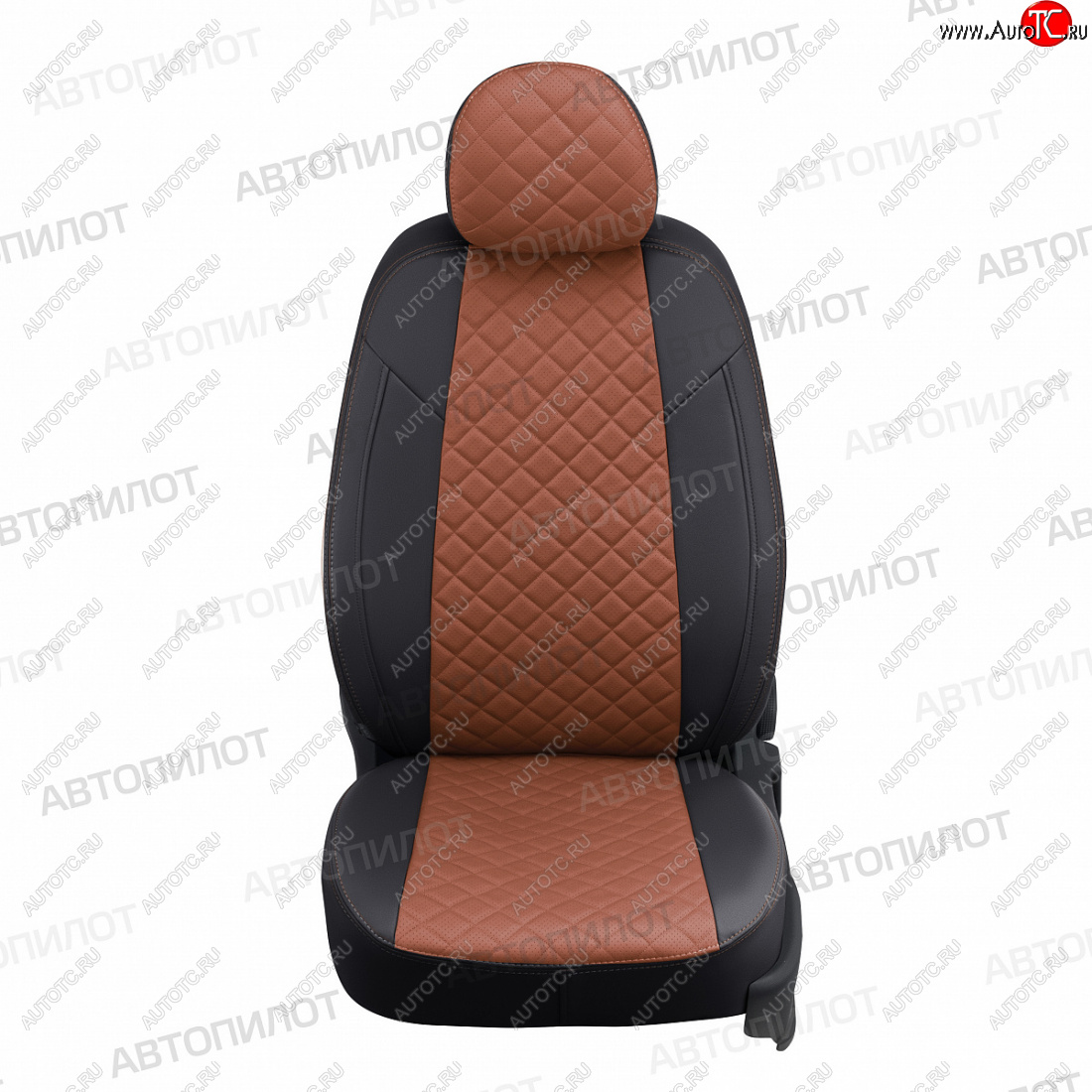 13 999 р. Чехлы сидений (экокожа) Автопилот Ромб  Honda Pilot  YF4 (2008-2015) (черный/коричневый)