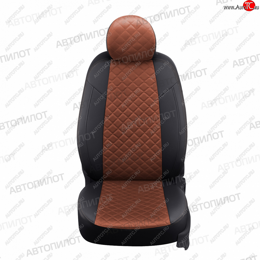 7 799 р. Чехлы сидений (экокожа/алькантара) Автопилот Ромб  Hyundai Elantra  MD (2010-2016) (черный/коричневый)
