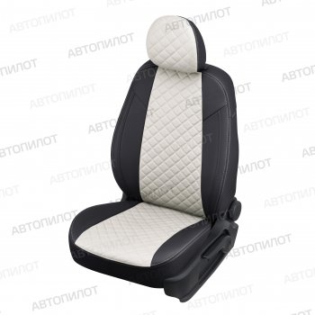 8 699 р. Чехлы сидений (экокожа, 3 места) Автопилот Ромб  Hyundai HD-72 - HD78 (белый/черный). Увеличить фотографию 1