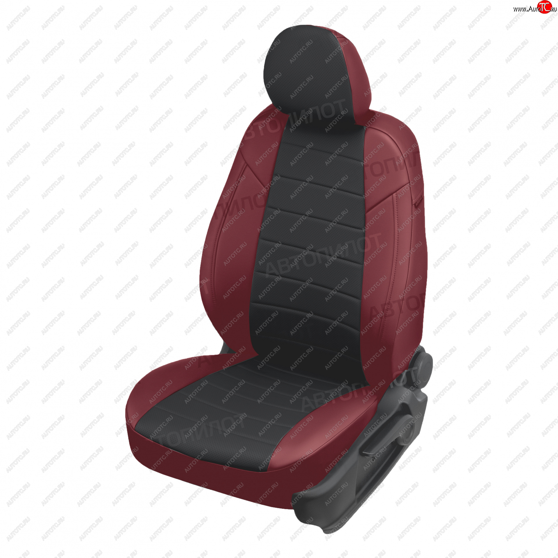 9 649 р. Чехлы сидений (экокожа) Автопилот  Hyundai I30  FD (2007-2012) (бордовый/черный)