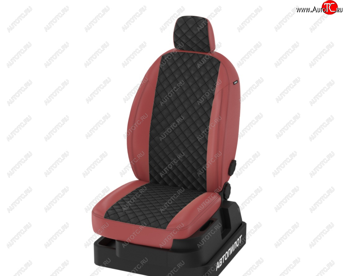 10 699 р. Чехлы сидений (экокожа) Автопилот Ромб  Hyundai I30  2 GD (2011-2017) (бордовый/черный)