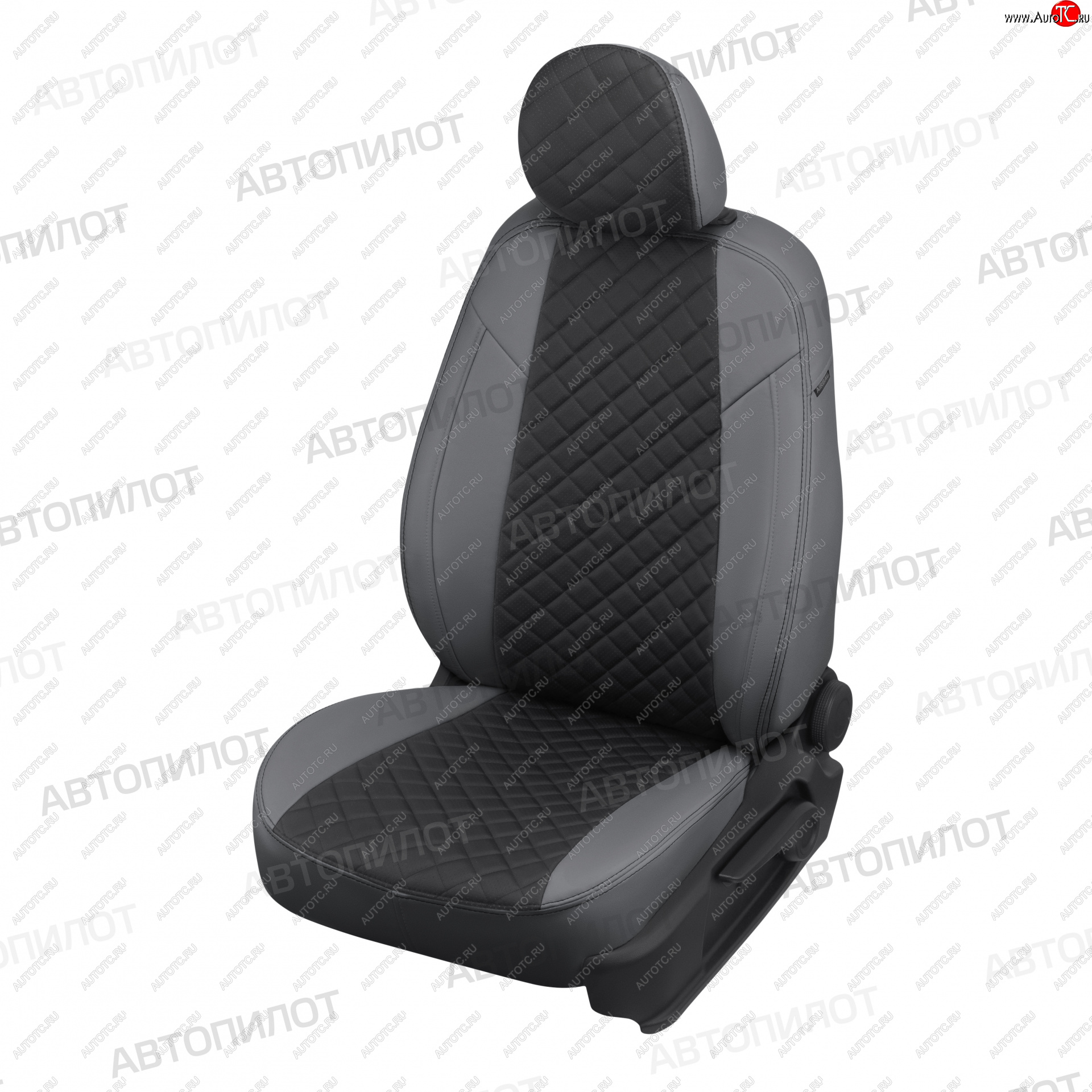 21 599 р. Чехлы сидений (экокожа, 8 мест) Автопилот Ромб  KIA Carnival  KA4 (2020-2024) (серый/черный)