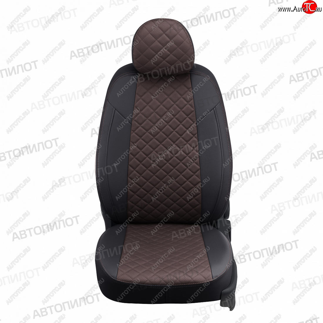 7 599 р. Чехлы сидений (экокожа, 40/60, Classic/Comfort/Luxe) Автопилот Ромб  KIA Ceed  3 CD (2018-2024) (черный/шоколад)