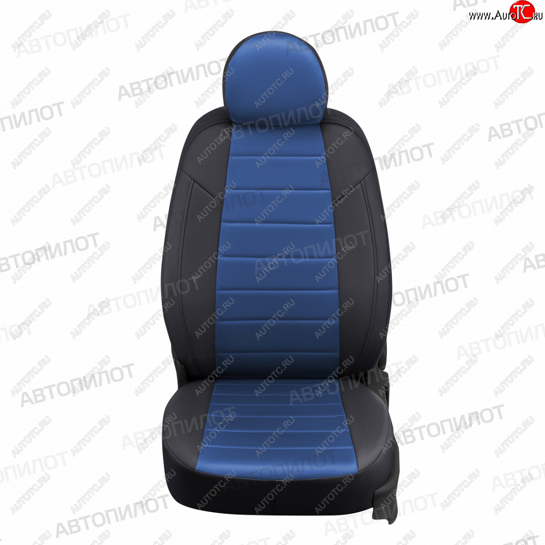 7 249 р. Чехлы сидений (экокожа/алькантара) Автопилот Hyundai Sonata LF дорестайлинг (2014-2017) (черный/синий)
