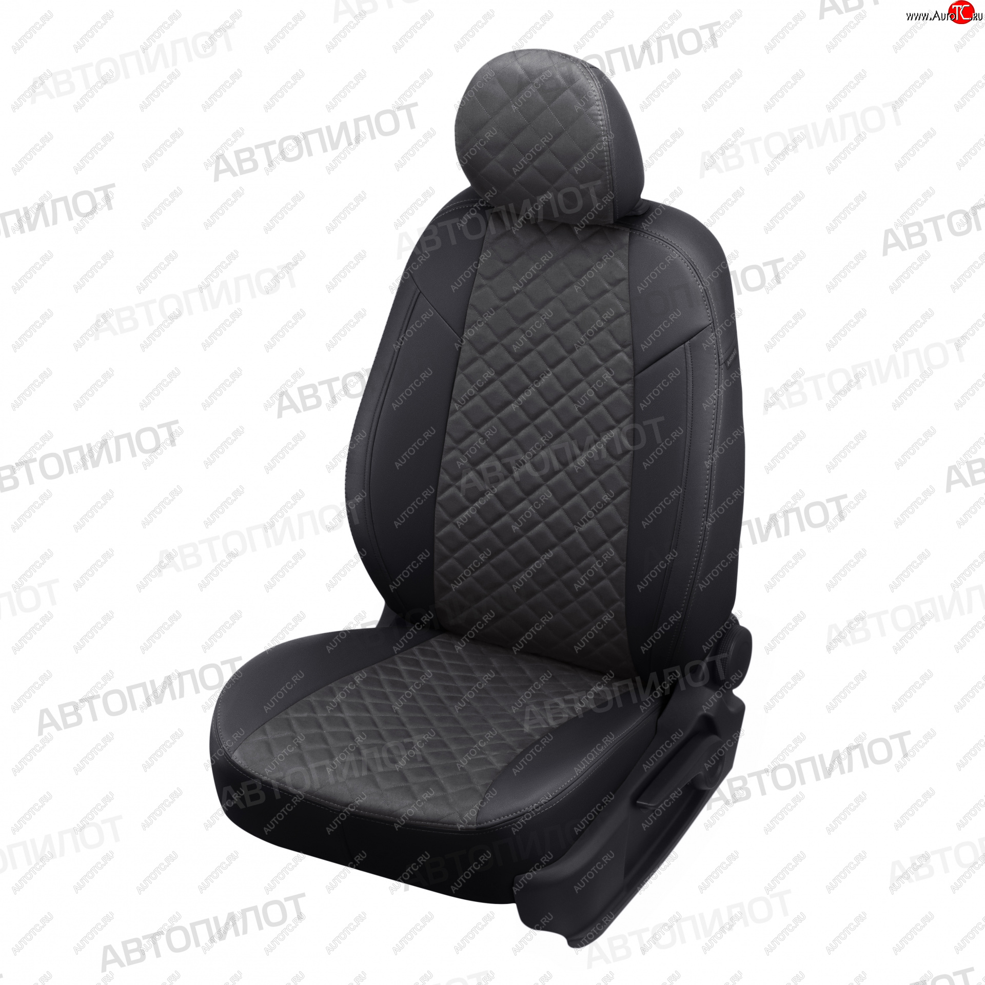 7 799 р. Чехлы сидений (экокожа) Автопилот Ромб  KIA Rio  2 JB (2005-2011) (черный/темно-серый)