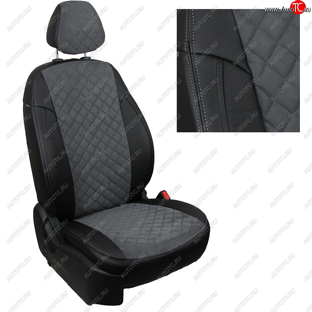7 799 р. Чехлы на сиденья (экокожа/алькантара, Active, Supreme) Автопилот Ромб  Mazda CX-5  KF (2016-2024) (черный/серый)