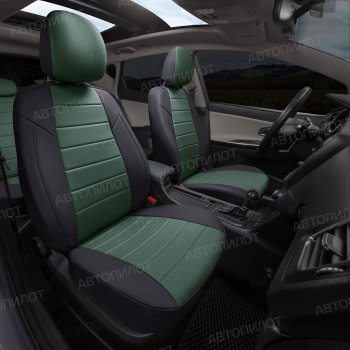 13 449 р. Чехлы сидений (экокожа, Sport, без з.подл) Автопилот  Skoda Rapid ( NH3,  MK2) (2012-2024), Volkswagen Polo  Mk6 (2020-2022) (черный/зеленый). Увеличить фотографию 8