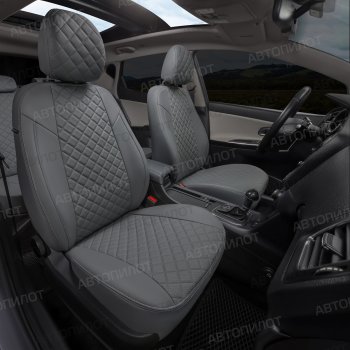 13 999 р. Чехлы сидений (экокожа, Sport, без з.подл) Автопилот Ромб  Skoda Rapid ( NH3,  MK2) (2012-2024), Volkswagen Polo  Mk6 (2020-2022) (серый). Увеличить фотографию 6