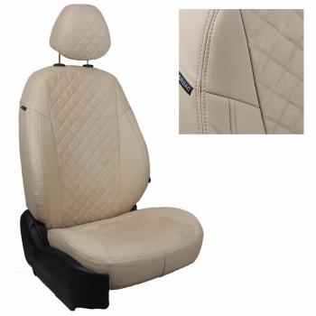 14 899 р. Чехлы на сиденья Алькантара ромб (к. Comfort Luxe экокожа) Автопилот  Уаз Патриот  23632 (2016-2024) 2-ой рестайлинг пикап (бежевый). Увеличить фотографию 2