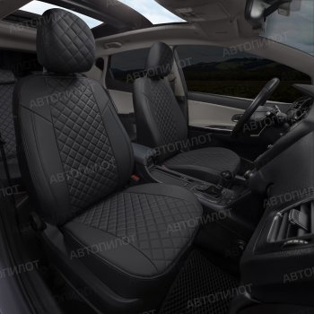 7 799 р. Чехлы сидений (экокожа, зад. подл, Sport) Автопилот Ромб  Skoda Rapid ( NH3,  MK2) (2012-2024), Volkswagen Polo  Mk6 (2020-2022) (черный). Увеличить фотографию 6