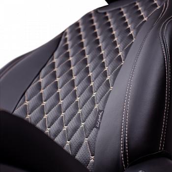 13 399 р. Комплект чехлов для сидений, (РЗСиС 60/40, 2Г Орегон) БАЙРОН Lord Autofashion   Chevrolet Niva  2123 (2009-2020) (черный, вставка черная, строчка бежевая). Увеличить фотографию 7