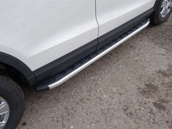 Пороги алюминиевые с пластиковой накладкой 1720 мм, ТСС Тюнинг Audi Q3 8U дорестайлинг (2011-2015)  (Алюминевые)