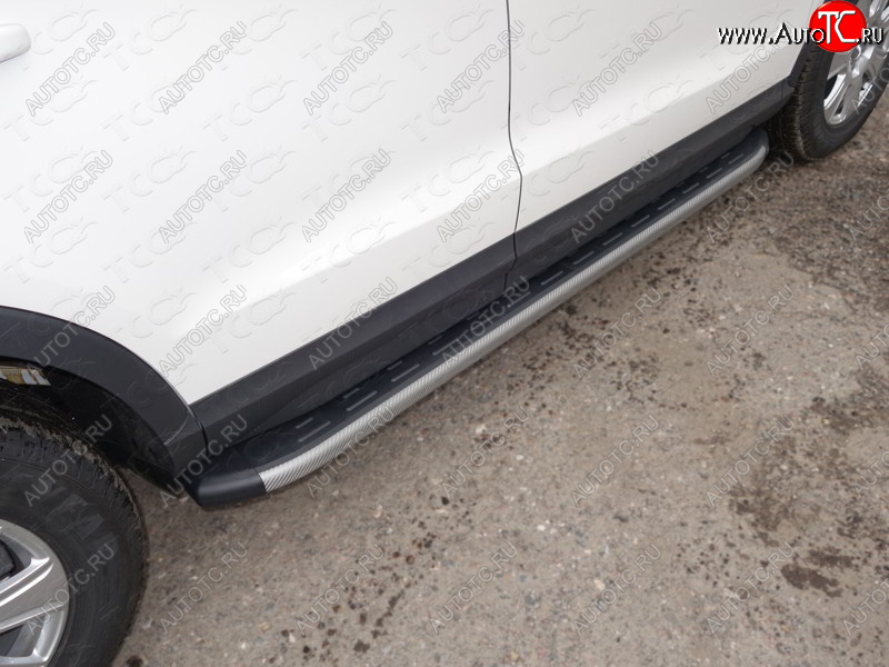21 349 р. Пороги алюминиевые с пластиковой накладкой ТСС Тюнинг  Audi Q3  8U (2011-2015) (карбон серый)