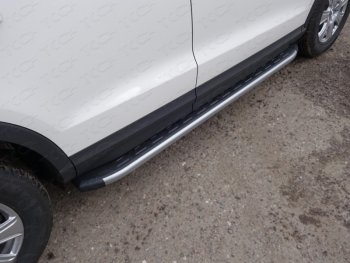 Пороги алюминиевые с пластиковой накладкой (карбон, серебро) 1720 мм, ТСС Тюнинг Audi Q3 8U дорестайлинг (2011-2015)