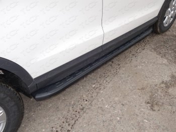 Пороги алюминиевые с пластиковой накладкой (карбон, черные) 1720 мм, ТСС Тюнинг Audi Q3 8U дорестайлинг (2011-2015)