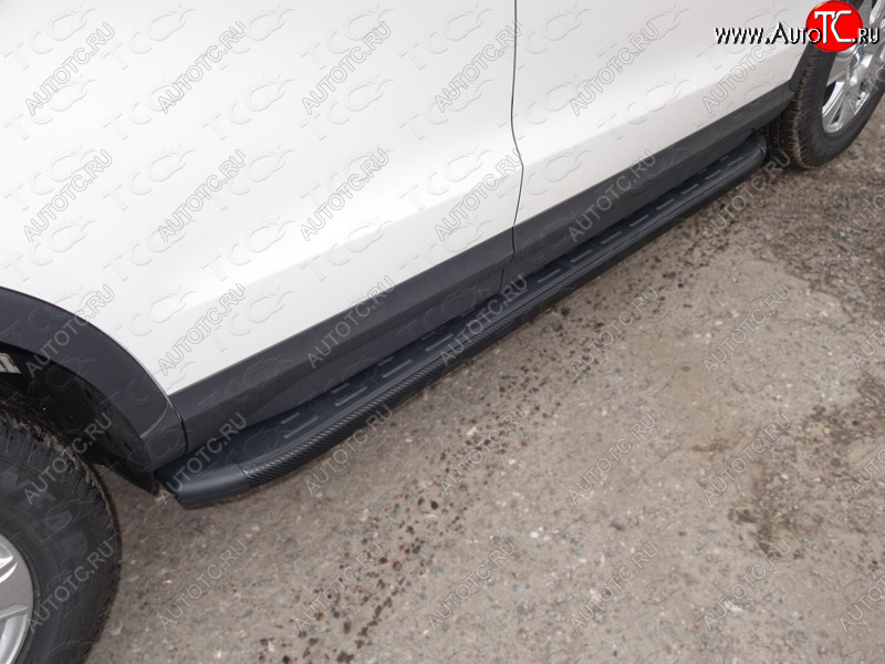 21 349 р. Пороги алюминиевые с пластиковой накладкой ТСС Тюнинг  Audi Q3  8U (2011-2015) (карбон черный)