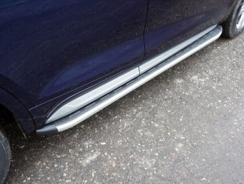 19 999 р. Пороги алюминиевые с пластиковой накладкой (без пневмоподвески, 1820 мм) ТСС Тюнинг  Audi Q5  FY (2017-2020) (серый). Увеличить фотографию 1