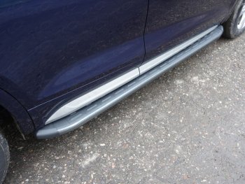 21 349 р. Пороги алюминиевые с пластиковой накладкой (без пневмоподвески) ТСС Тюнинг  Audi Q5 ( 8R,  FY) (2012-2020) (Карбон серый). Увеличить фотографию 1