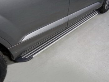 28 749 р. Пороги алюминиевые Slim Line Audi Q7 4M дорестайлинг (2015-2020) (Серебро). Увеличить фотографию 1
