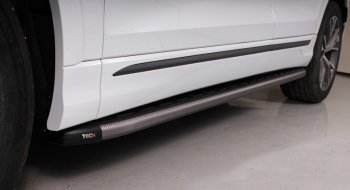 30 999 р. Пороги алюминиевые с пластиковой накладкой ТСС Тюнинг  Audi Q8  4MN (2018-2022) (карбон серебро). Увеличить фотографию 1