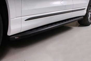 30 999 р. Пороги алюминиевые с пластиковой накладкой ТСС Тюнинг  Audi Q8  4MN (2018-2024) (карбон черный). Увеличить фотографию 1