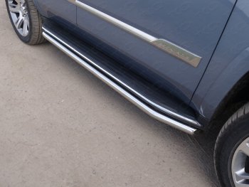 Защита порогов алюминий 60,3 мм, ТСС Тюнинг Cadillac Escalade GMTK2 джип 5 дв. короткая база (2015-2020)