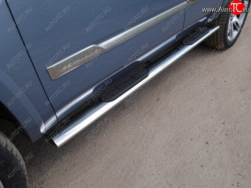 44 949 р. Пороги овальные с накладкой 120x60 мм ТСС Тюнинг  Cadillac Escalade  GMTK2 джип 5 дв. (2015-2020) (серые)