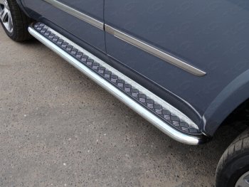 Пороги с площадкой 60,3 мм ТСС Тюнинг Cadillac Escalade GMTK2 джип 5 дв. короткая база (2015-2020)  (серые)