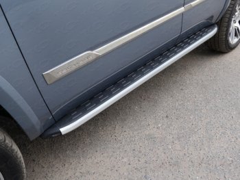 Пороги алюминиевые с пластиковой накладкой R-Line ТСС Тюнинг Cadillac Escalade GMTK2 джип 5 дв. короткая база (2015-2020)  (серые)