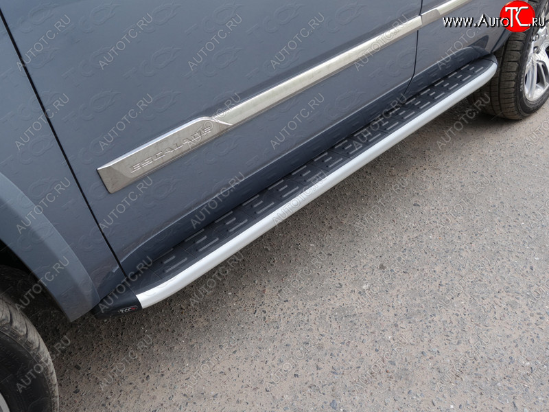 19 999 р. Пороги алюминиевые с пластиковой накладкой R-Line ТСС Тюнинг Cadillac Escalade GMTK2 джип 5 дв. короткая база (2015-2020) (серые)
