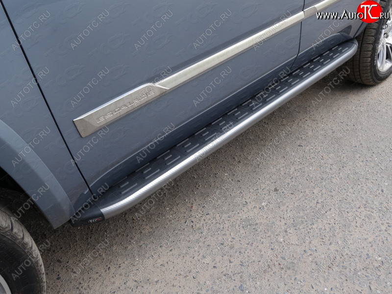 21 349 р. Пороги алюминиевые с пластиковой накладкой ТСС Тюнинг  Cadillac Escalade  GMTK2 джип 5 дв. (2015-2020) (Карбон серые)