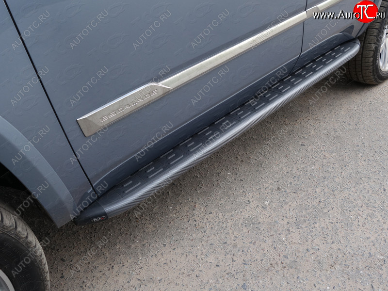 21 349 р. Пороги алюминиевые с пластиковой накладкой ТСС Тюнинг  Cadillac Escalade  GMTK2 джип 5 дв. (2015-2020) (карбон черный)