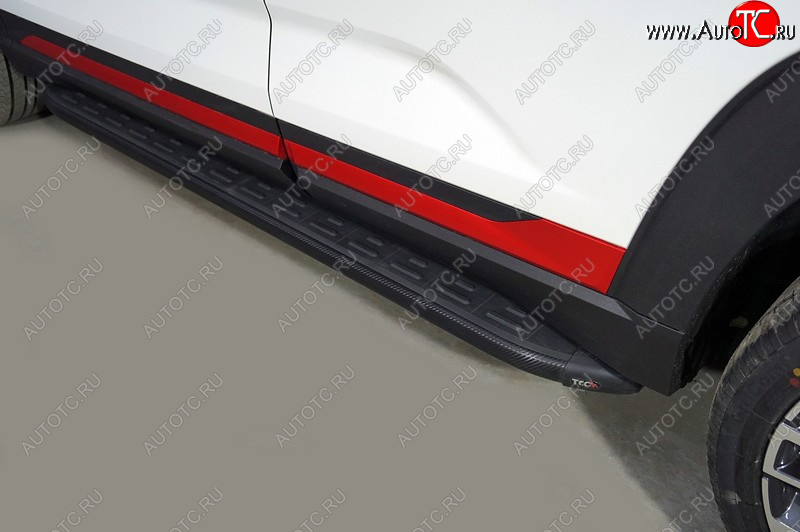 21 349 р. Пороги алюминиевые с пластиковой накладкой ТСС Тюнинг  Changan CS35 Plus (2021-2024) (карбон черные)