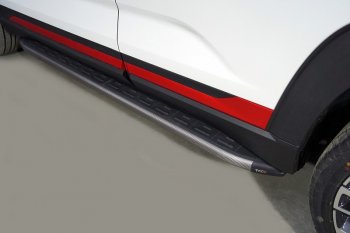 Пороги алюминиевые с пластиковой накладкой, ТСС Тюнинг Changan CS35 Plus дорестайлинг (2018-2024)  (карбон серые)