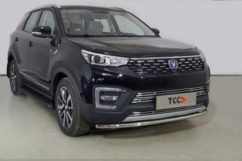 14 799 р. Защита переднего бампера нижняя d42,4 мм ТСС Тюнинг Changan CS55 Plus (2021-2024) (нержавейка). Увеличить фотографию 1