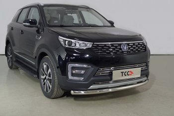 16 399 р. Защита переднего бампера нижняя d60,3 мм ТСС Тюнинг Changan CS55 рестайлинг (2018-2024) (нержавейка). Увеличить фотографию 1