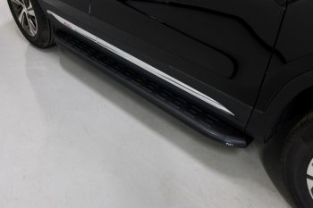 21 349 р. Пороги алюминиевые с пластиковой накладкой ТСС Тюнинг  Changan CS75 (2018-2022) (карбон черные). Увеличить фотографию 1