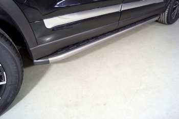 Пороги алюминиевые с пластиковой накладкой ТСС Тюнинг Chery (Черри) Tiggo 8 PRO (Тиго) (2021-2024)  (карбон серые)
